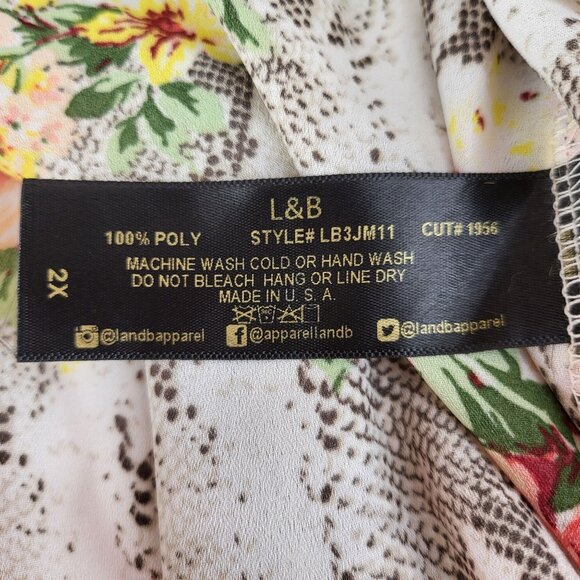 Lucky & Blessed Snake Print Floral Kimono Cardigan 2X NWT - Picture 4 of 6